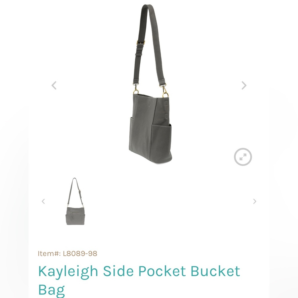 Joy Susan Kayleigh Side Pocket Bucket Bag 3-Pc Combo in Charcoal + Guitar Strap - Picture 13 of 16